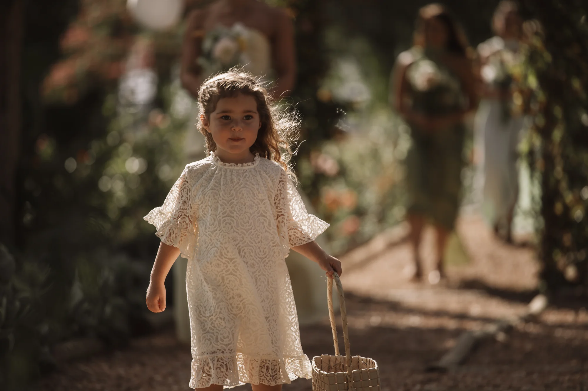The flower girl walking