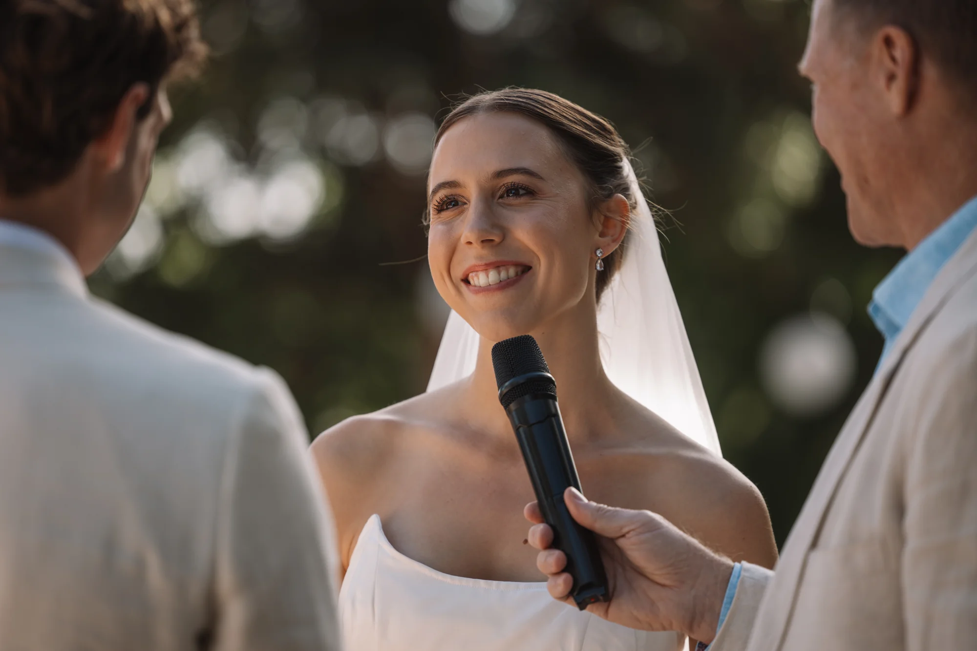The bride speaking her vows